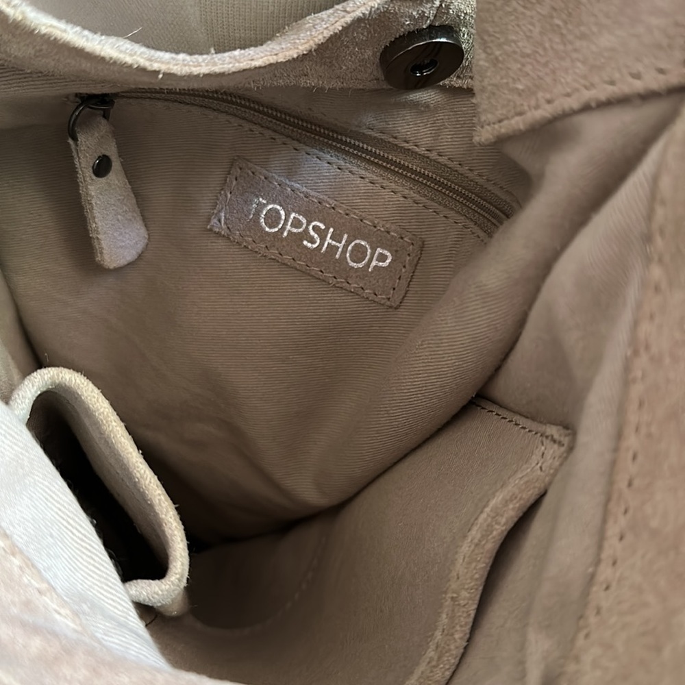Top Shop Suede Leather Tan Hobo Shoulder Bag - Picture 3 of 8